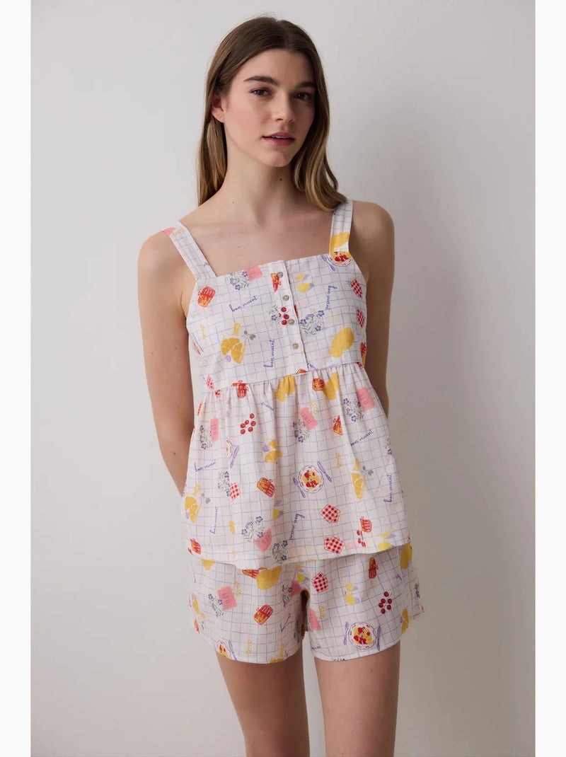 Bon vivant débardeur haut de pyjama penti Blanc/Jaune/Rouge - Kiabi