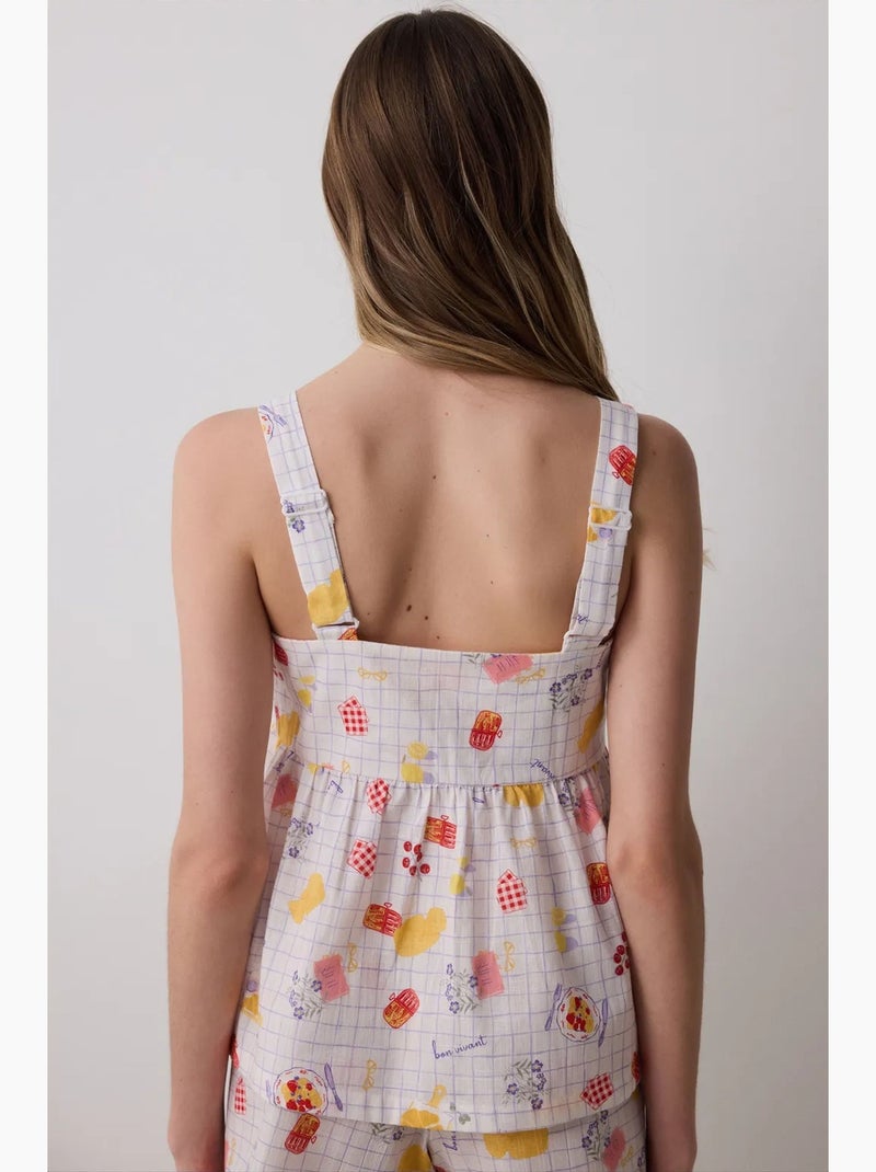 Bon vivant débardeur haut de pyjama penti Blanc/Jaune/Rouge - Kiabi