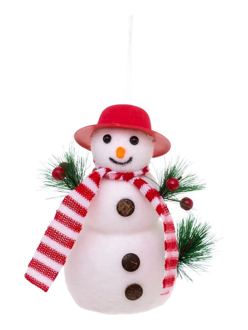 Bonhomme de neige avec chapeau boule de sapin de noel Blanc - Kiabi