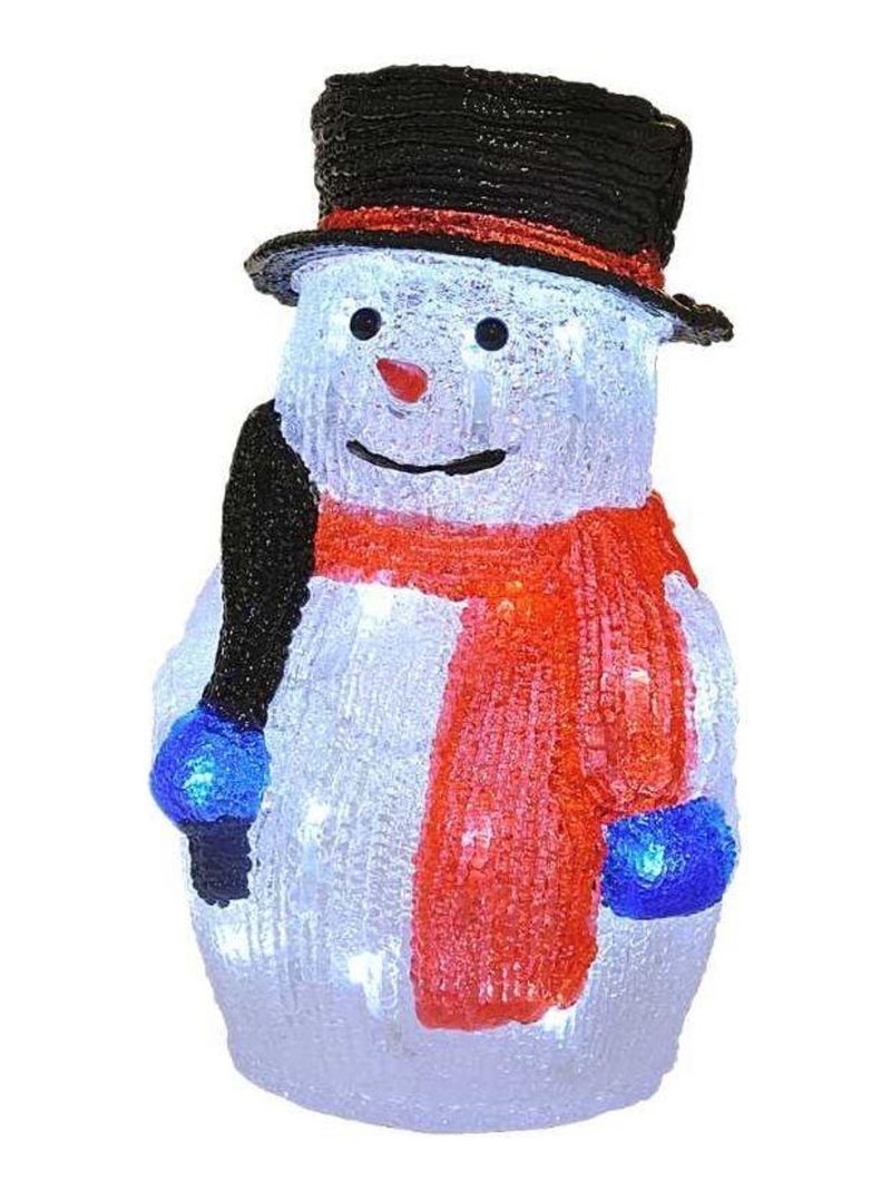 Bonhomme de neige écharpe chapeau noël lumineux 30 leds secteur - H38 Rouge - Kiabi