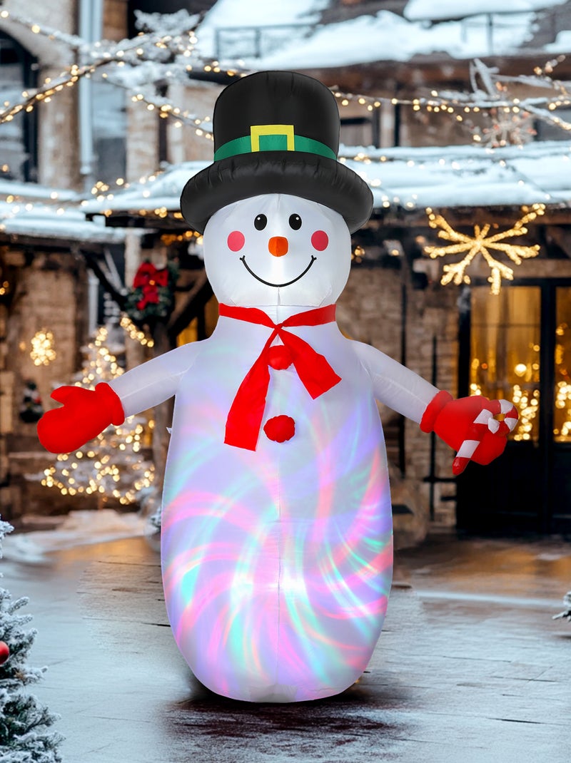 Bonhomme de neige gonflable LED Noël H.240cm accessoires inclus Blanc - Kiabi
