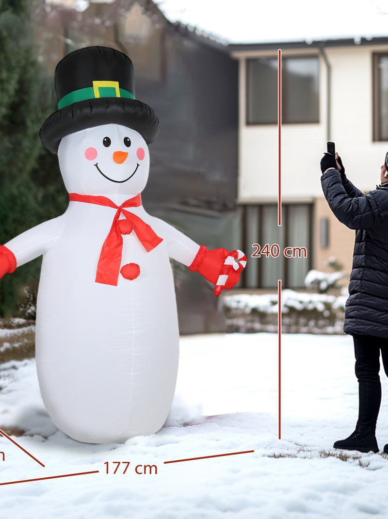 Bonhomme de neige gonflable LED Noël H.240cm accessoires inclus Blanc - Kiabi