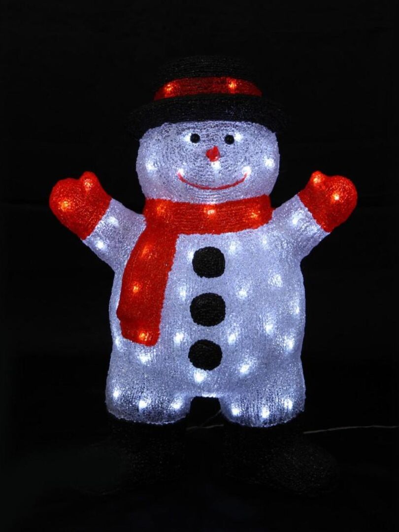 Bonhomme de neige noël lumineux 80 leds - H63 - secteur - Rouge - Kiabi -  69.52€