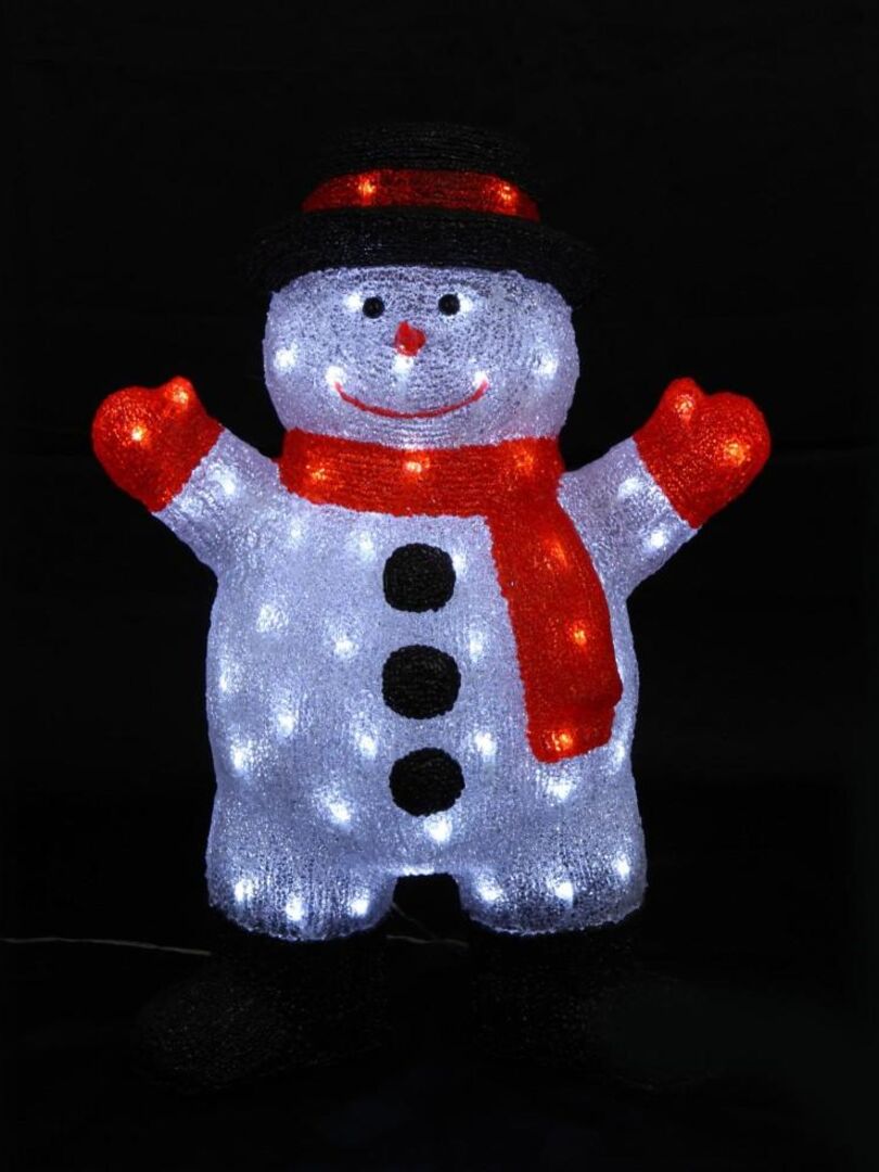 Bonhomme de neige noël lumineux 80 leds - H63 - secteur - Rouge - Kiabi -  69.52€