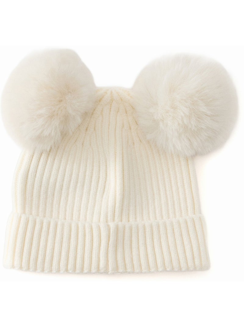 Bonnet à double pompons - guess kids Blanc - Kiabi