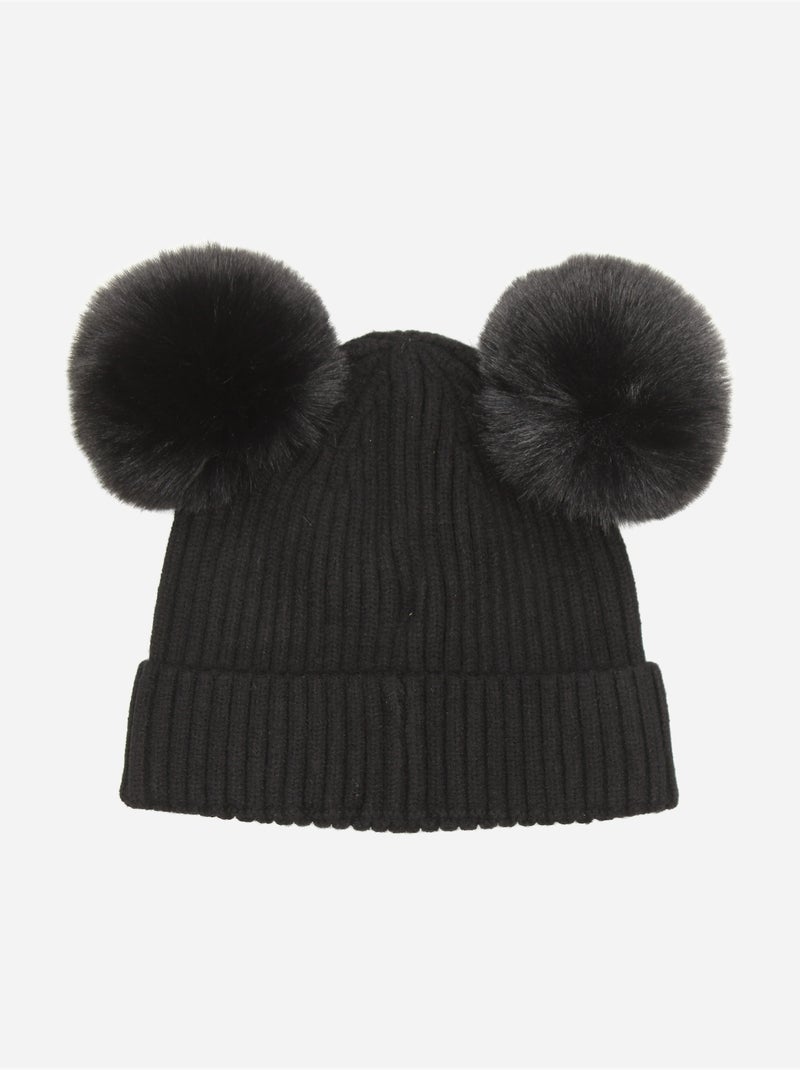 Bonnet à double pompons - guess kids Noir - Kiabi