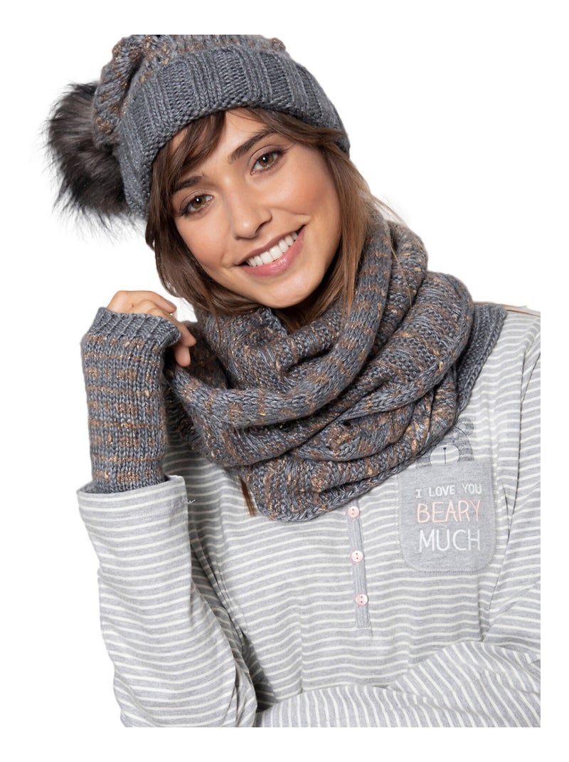 Bonnet à houppe Gris - Kiabi