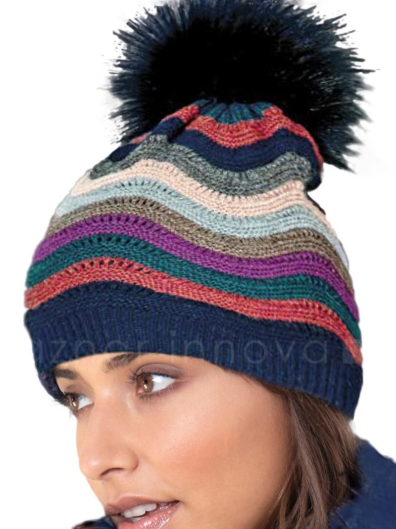 Bonnet à houppe Multicolore - Kiabi