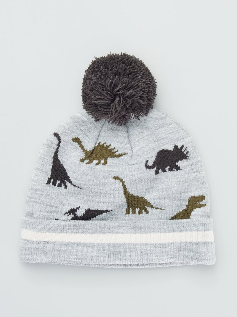 Bonnet à pompon 'dinosaure' gris - Kiabi