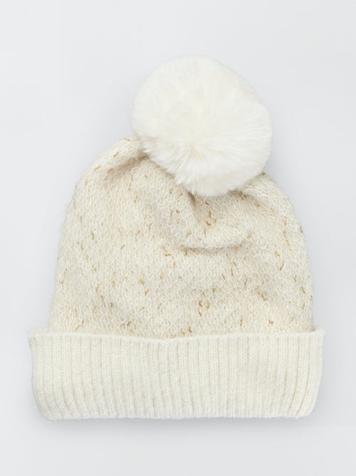 Bonnet à pompon et fil brillant - Kiabi