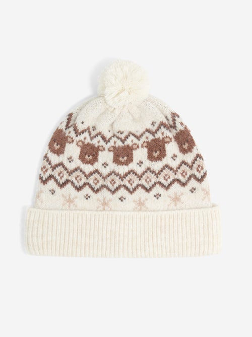 Bonnet à pompon imprimé - Kiabi