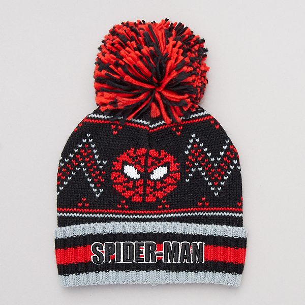 Bonnet à pompon 'Spider-Man' 'Marvel' Garçon - noir/rouge ...