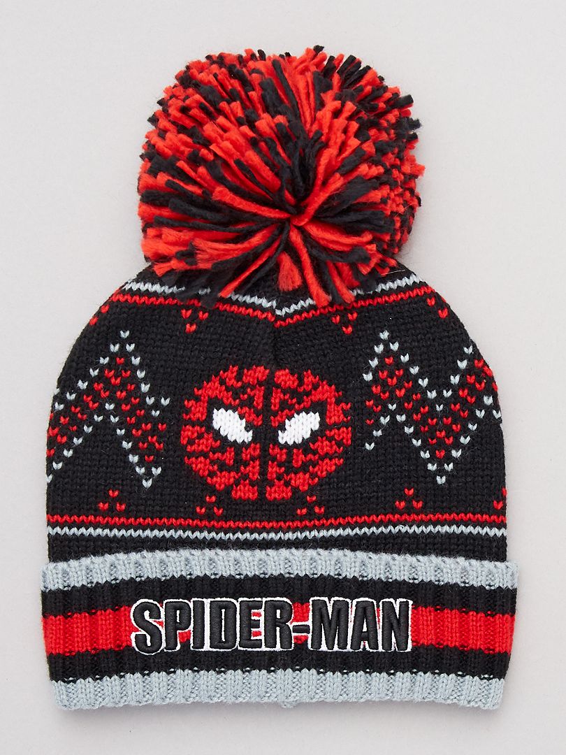 Bonnet à pompon 'Spider-Man' 'Marvel' - noir/rouge - Kiabi - 8.00€