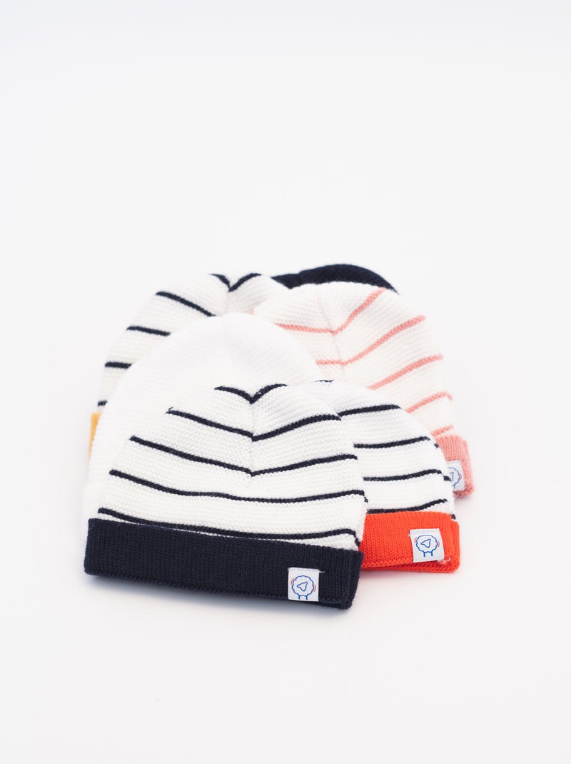 Bonnet à Revers Court Blanc Bleu - Kiabi