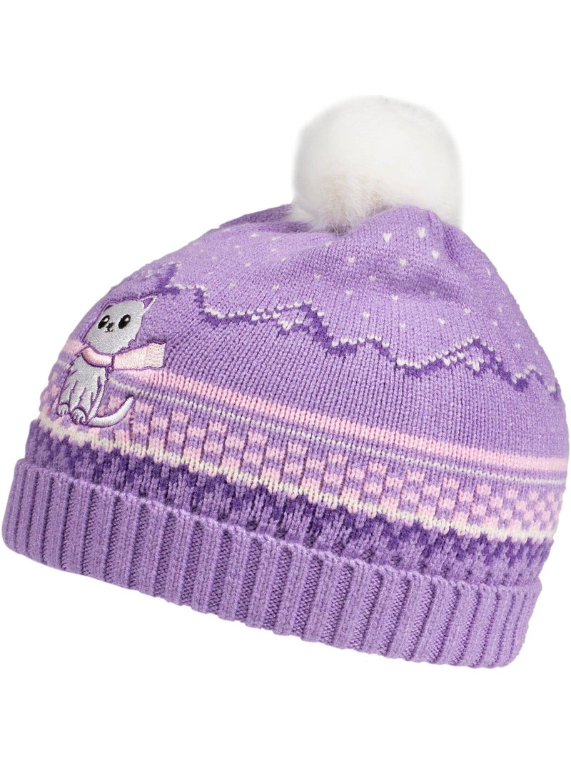 Bonnet avec broderie chaton Bleu lavande - Kiabi