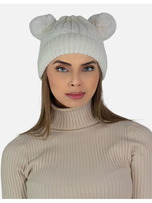 Bonnet avec doublure en polaire et pompon Kebello - Kiabi
