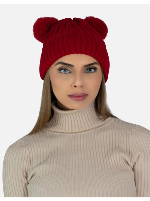 Bonnet avec doublure en polaire et pompon Kebello - Kiabi