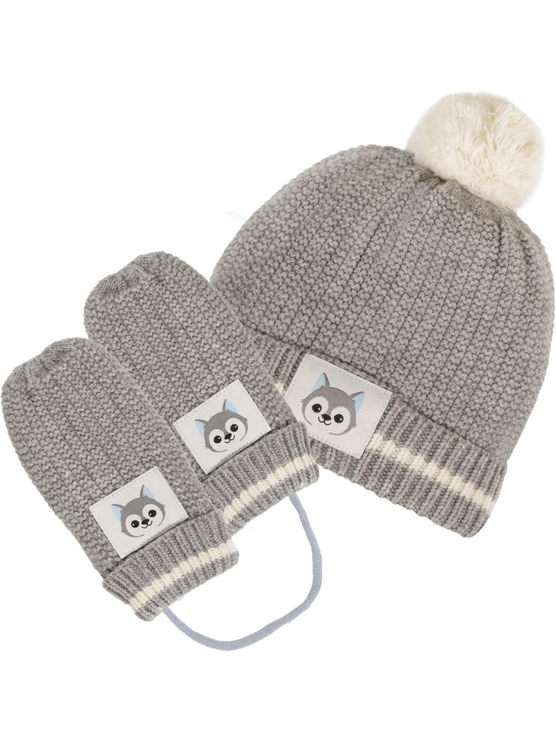 Bonnet avec patch petit loup mixte bébé isotoner Gris Gris - Kiabi