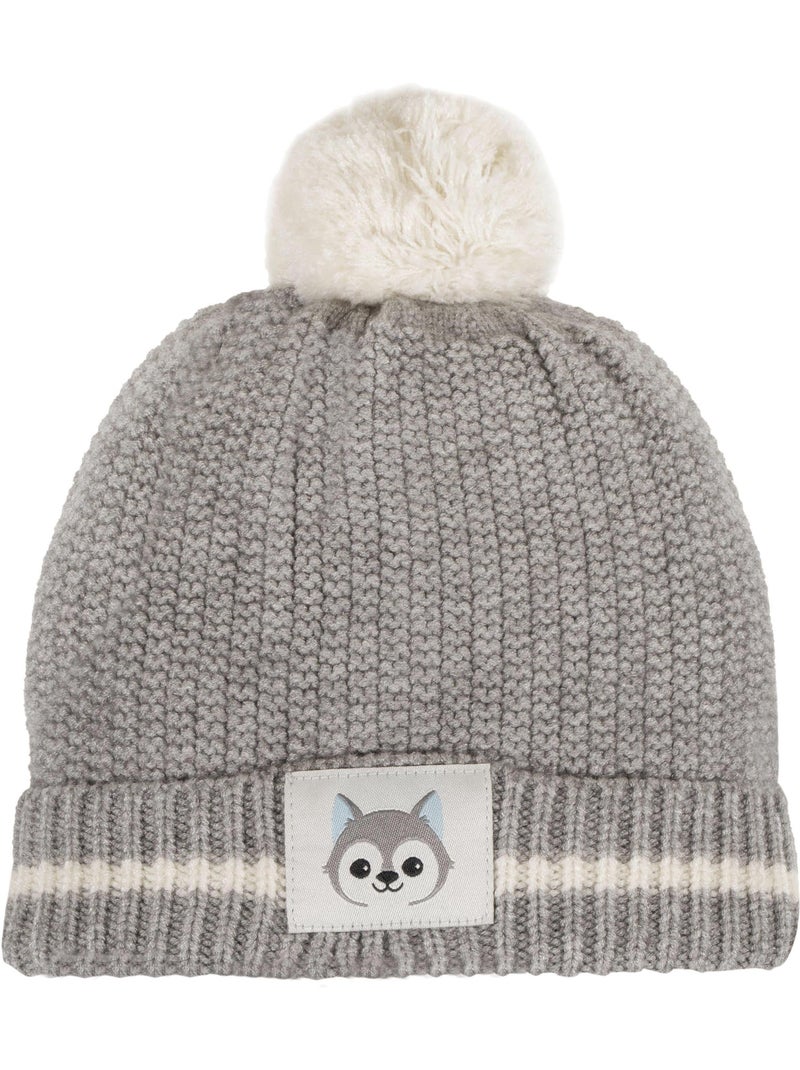 Bonnet avec patch petit loup mixte bébé isotoner Gris Gris - Kiabi