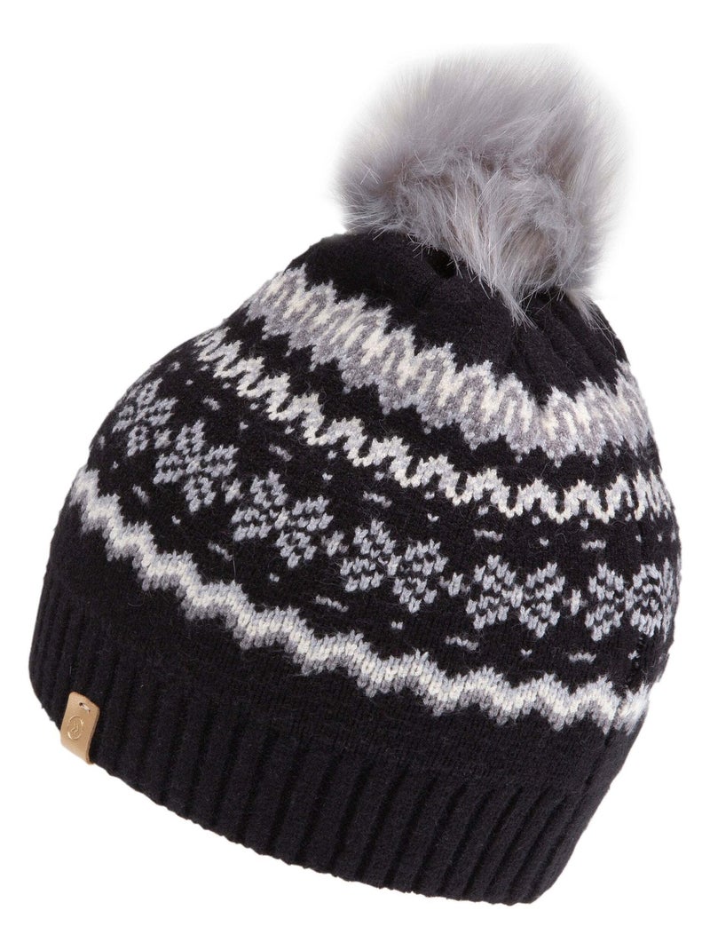 Bonnet avec pompom femme Isotoner Noir Gris - Kiabi