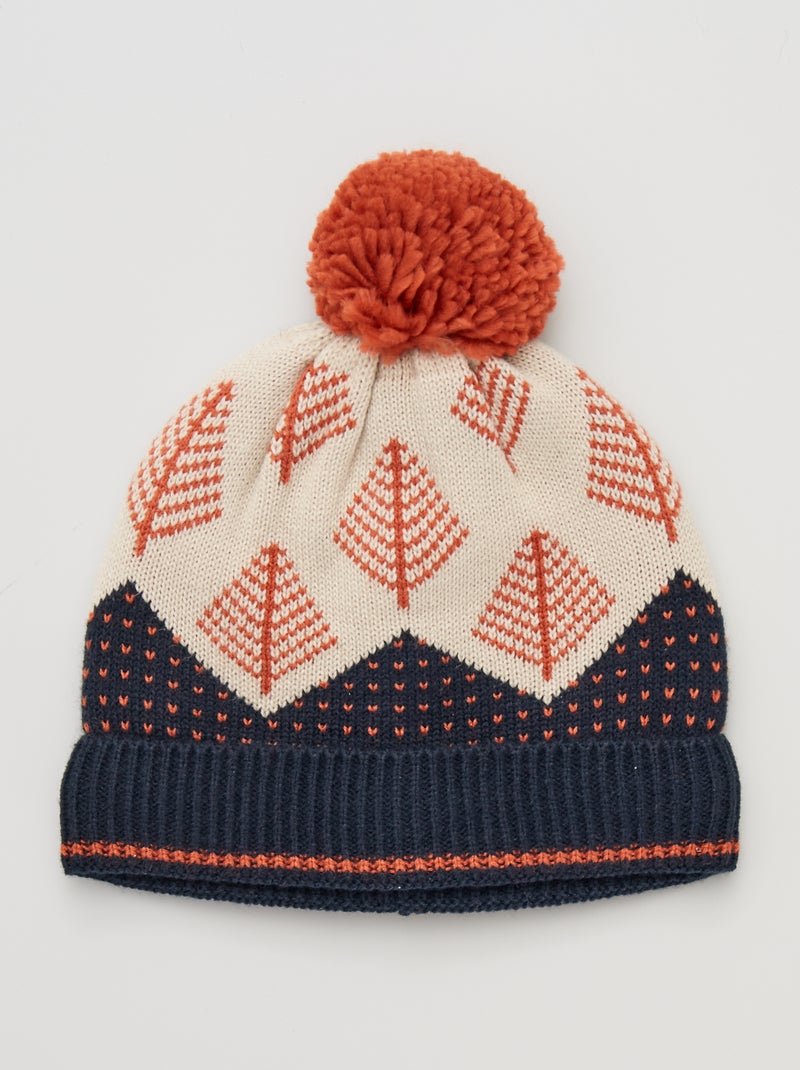 Bonnet avec pompon beige - Kiabi