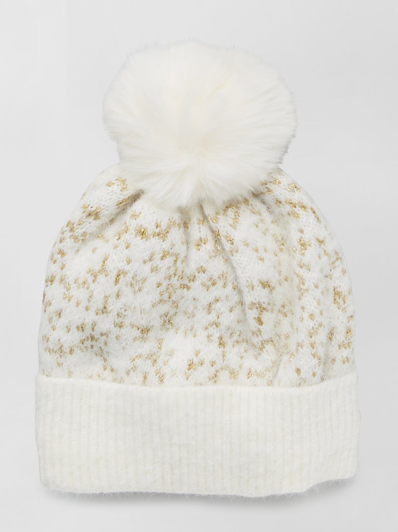 Bonnet avec pompon blanc - Kiabi