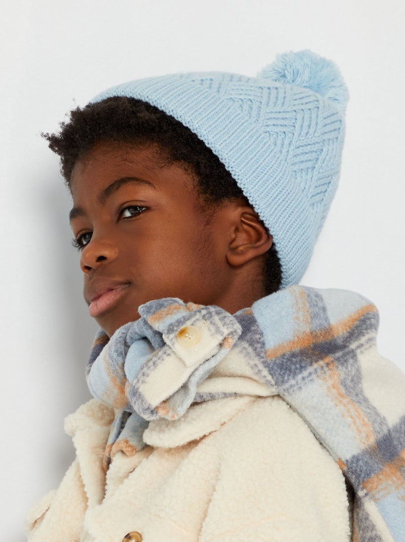 Bonnet avec pompon bleu - Kiabi