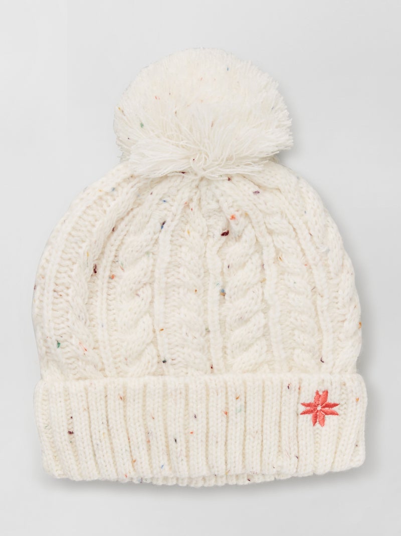 Bonnet avec pompon écru - Kiabi