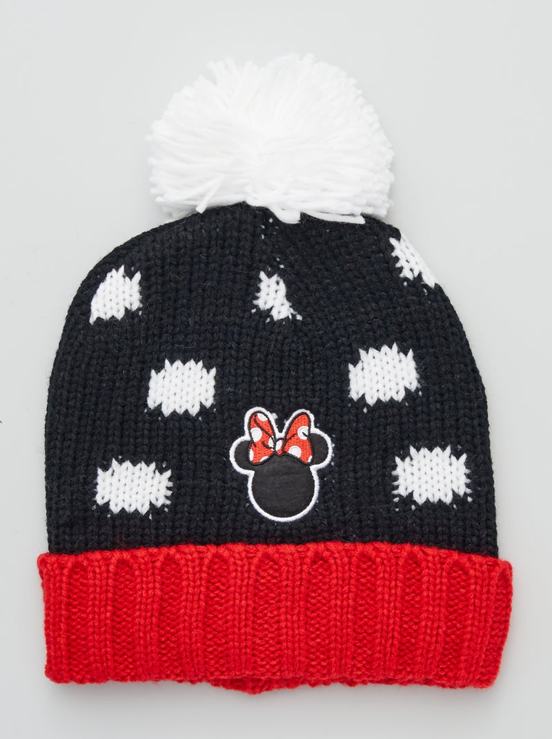 Bonnet avec pompon 'Minnie' noir - Kiabi