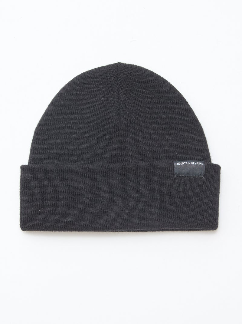 Bonnet avec revers Noir - Kiabi