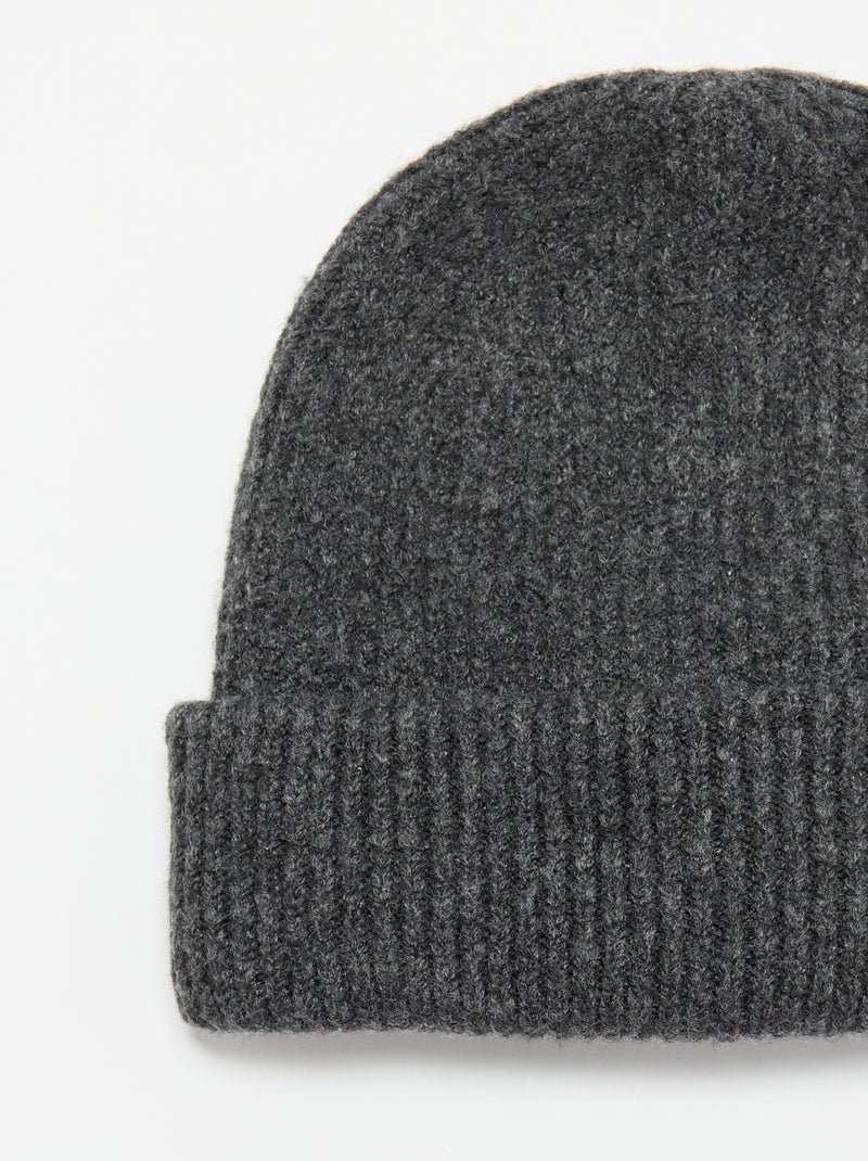 Bonnet avec revers Noir - Kiabi