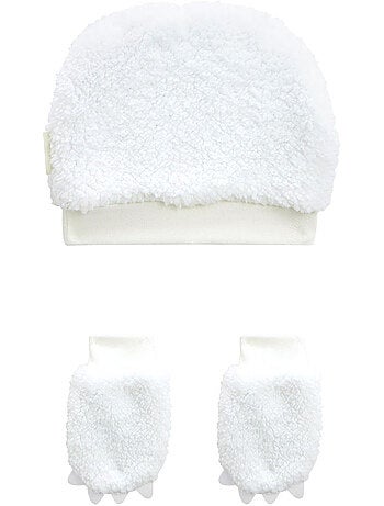 Bonnet b?b? en sherpa + moufles Alaska