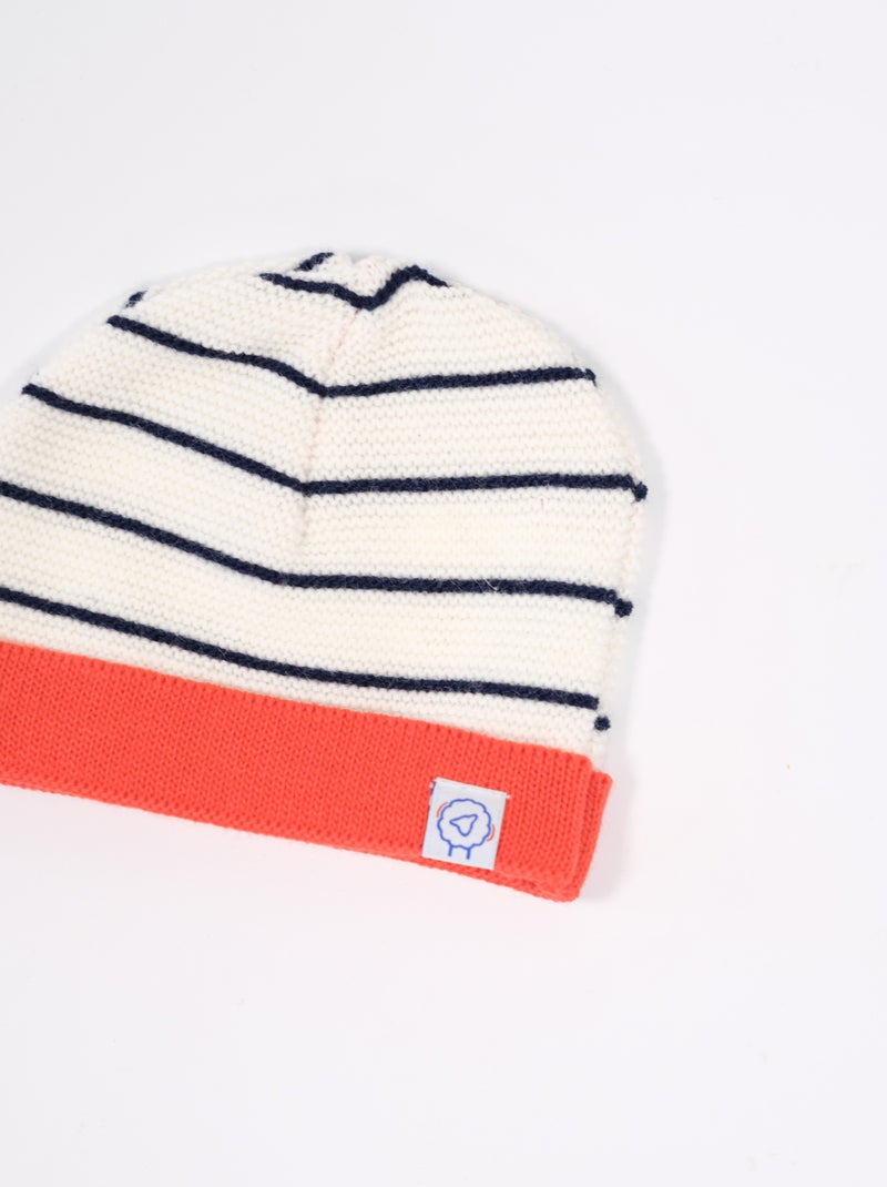Bonnet bébé à revers Blanc Rouge Bleu - Kiabi