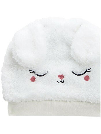 Bonnet bébé en sherpa + moufles Alaska