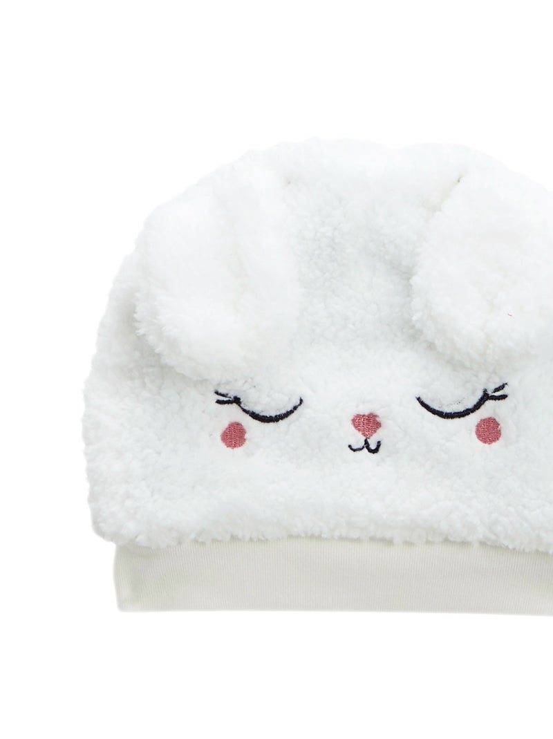 Bonnet bébé en sherpa + moufles Alaska Ecru - Kiabi