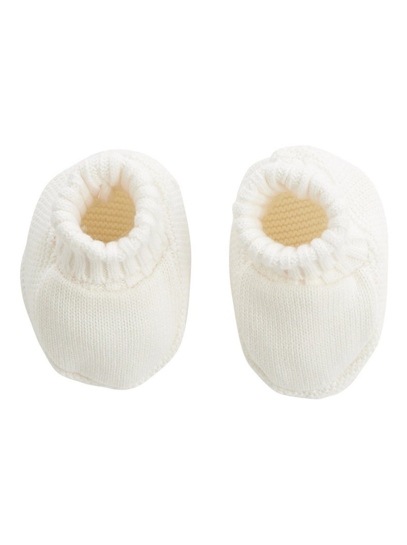 Bonnet bébé et chaussons en tricot Hello Baby Ecru - Kiabi