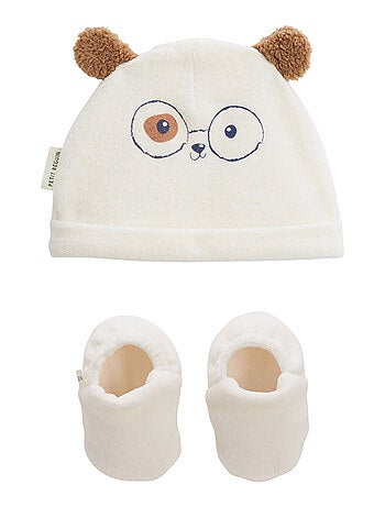 Bonnet bébé et chaussons en velours Zeste d'amour