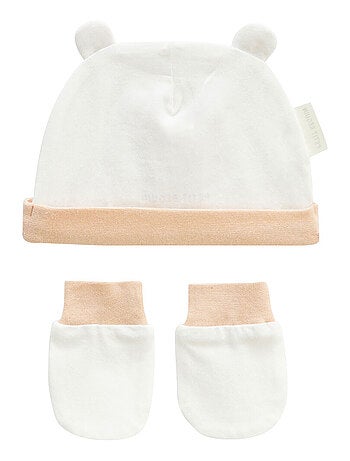 Bonnet bébé et moufles anti-griffures Miss Plume