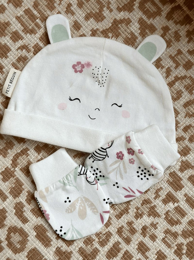 Bonnet bébé et moufles anti-griffures Mya Ecru - Kiabi