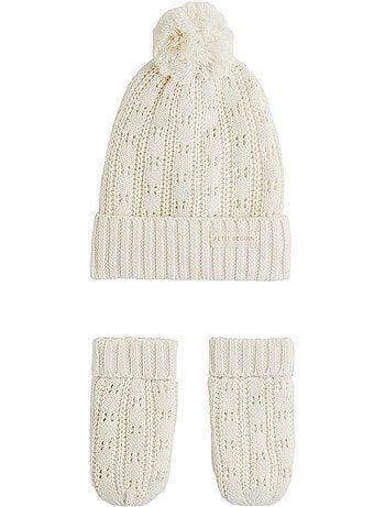 Bonnet bébé et moufles en tricot elise