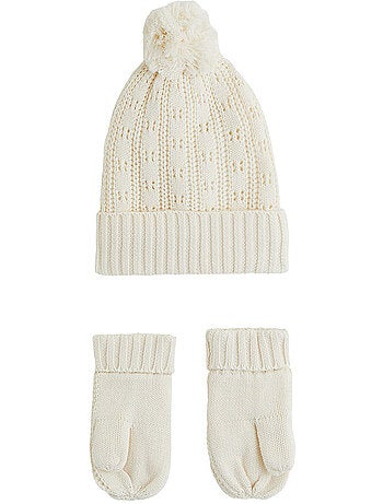 Bonnet bébé et moufles en tricot elise
