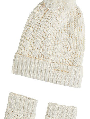 Bonnet bébé et moufles en tricot elise