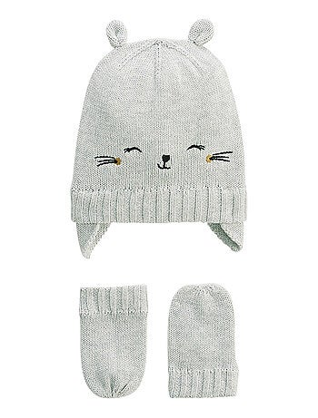 Bonnet bébé et moufles en tricot Esmée