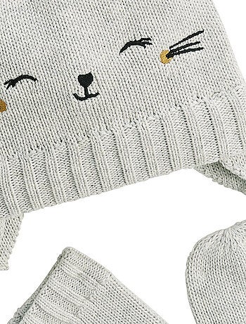Bonnet bébé et moufles en tricot Esmée