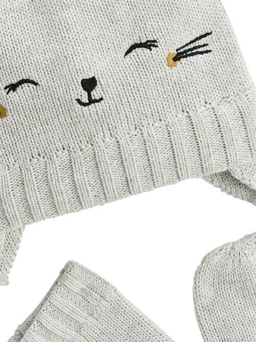 Bonnet bébé et moufles en tricot Esmée - Kiabi