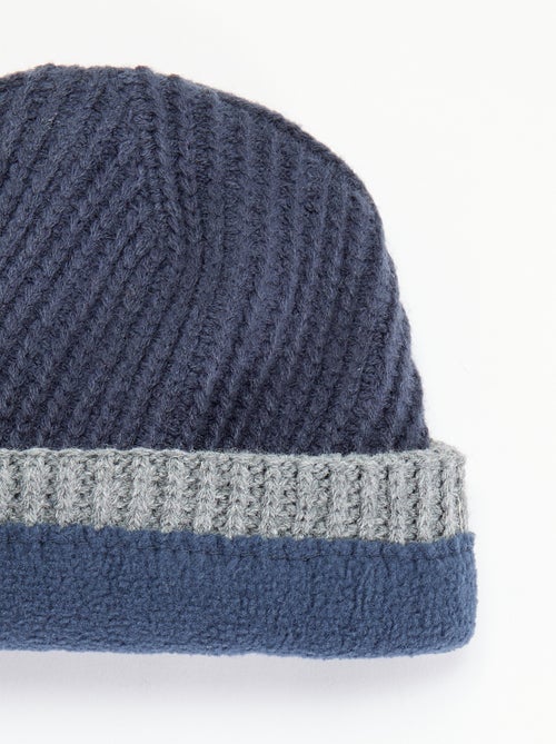 Bonnet bicolore avec revers - Kiabi