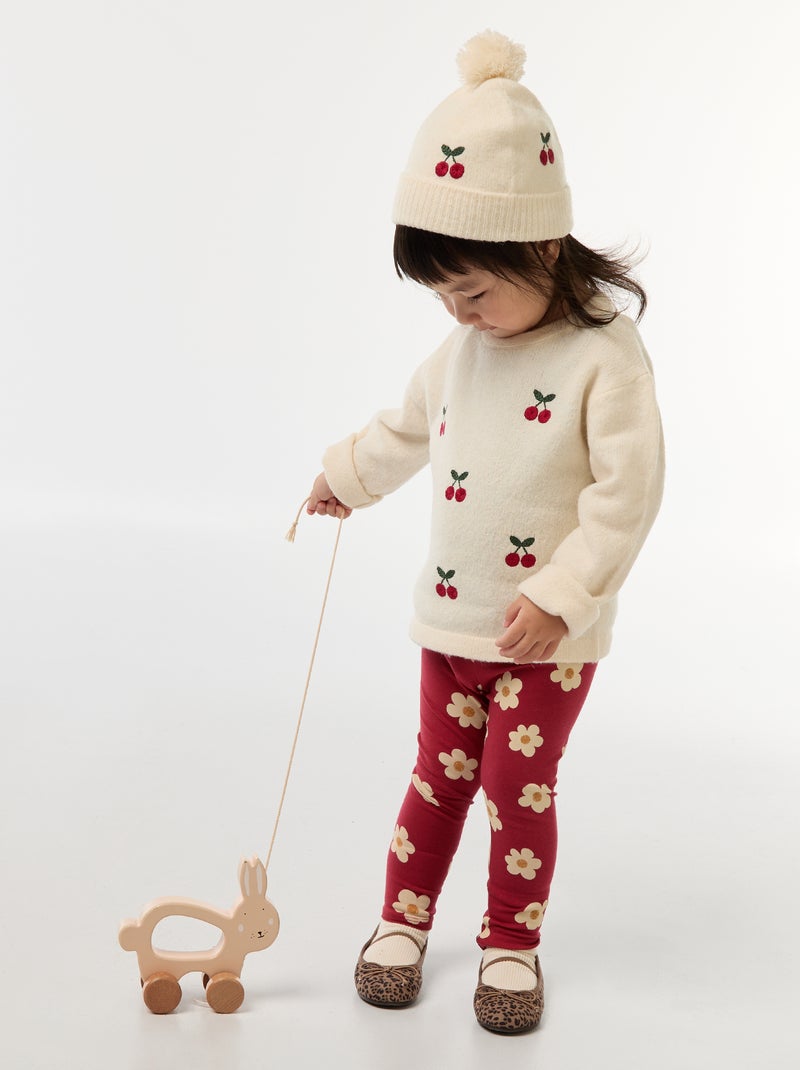 Bonnet brodé en coton Blanc - Kiabi