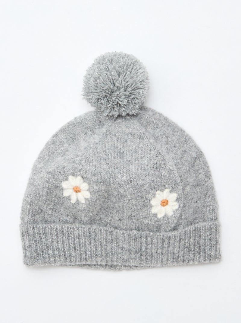 Bonnet brodé en coton Gris - Kiabi