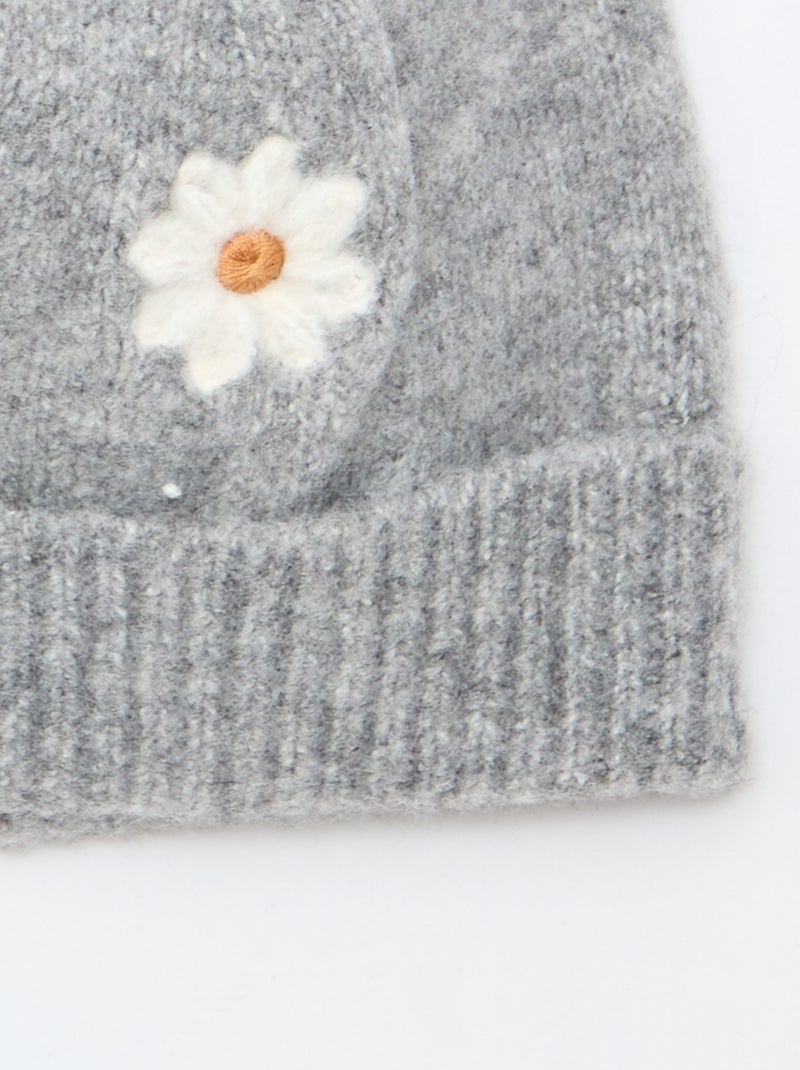 Bonnet brodé en coton Gris - Kiabi