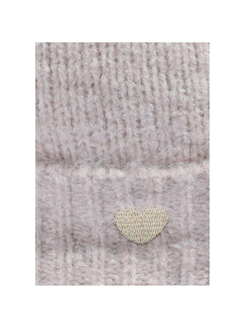 Bonnet chaud avec laine et broderie c¿ur - AFIBEL Beige chiné - Kiabi